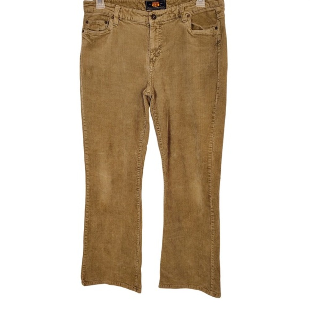 Route 66 Tan‎ Corduroy Pants Womens 14 Stretch Straight Leg Brown Mid Rise boho